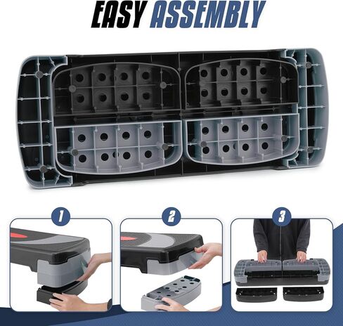 MADOG 36" Aerobics Stepper Platform with Stackable Risers, 6 inch-8 inch-10 inch, Workout Steppers for Exercise at Home, Stable & Non-slip Design, Black/Gray in Saudi Arabia