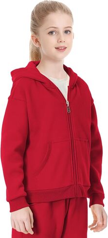 QBK Kids Brushed Fleece Zip-Up Hooded Sweatshirt Hoodie for Boys or Girls 3-14 Years in Saudi Arabia