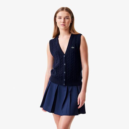 Lacoste Women's Sleeveless Cashmere Cardigan in Saudi Arabia