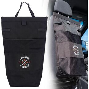 Living in a Bubble Premium Seat Back Organizer Storage for Campervans and Cars with Magnetic Grab and Go Toiletry Bag and Multifunctional Pockets - Grey