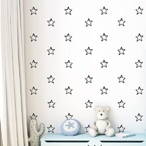 Transparent Irregular Stars Decals Peel and Stick for Kids, Baby Bedroom Nursery and Living Room. 48 pcs. Hand Drawn Adhesive Vinyl Wall Stickers Decor (Grey)