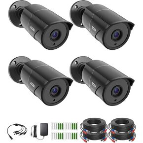ZOSI 4PK 4K PoE Security Cameras with Ethernet Cables,Person Vehicle Detection,2 Way Audio,Night Vision,Smart Light&Sound Alerts,8MP Weatherproof Outdoor Add-on Camera Only Work 4K PoE NVR