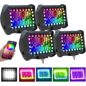 ASLONG 2x 4 بوصة LED ستروب القرون أضواء العمل DRL البيضاء، مطلق النار الجانبي LED أضواء العمل المزدوج الجانب الأصفر DRL المتوهج ستروب LED مكعبات الطرق الوعرة ضوء القيادة مع تبديل الأسلاك للشاحنات قارب عربة الغولف سيارات الدفع الرباعي in Kuwait