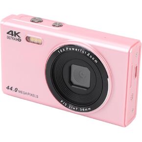 4K FHD Digital Camera, 44MP 2.4 Inch 16X Digital Zoom Autofocus Compact Small Camera, Anti Shake Pocket Vlogging Camera for Beginners Teens Kids Boys Girls, 1200mAh Battery (White)