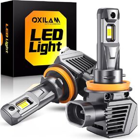 OXILAM H11 9005 LED Light Bulbs Combo, 56000LM 700% Brighter 6500K Cool White, 9005/HB3 High Beam H11/H9/H8 Low Beam Replacement, Pack of 4, 2 PCS H11 LED Bulbs and 2 PCS 9005 LED Bulbs