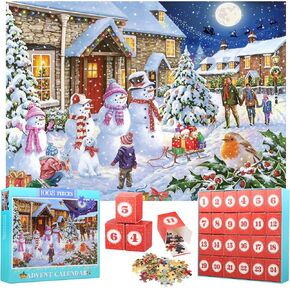 Advent Calendar 2024 Christmas Jigsaw Puzzles, Christmas Advent Calendar for Teens Adults Kids, 1008 Pcs 24 Days of Puzzles Advent Calendars Christmas Gifts Toys for Kids