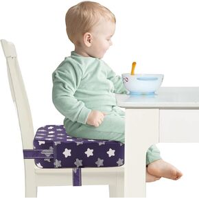 Toddler Booster Seat for Dining Table, Adjustable Seat Belts Booster Seat for Kitchen Chair, Strong Support Booster Seat Cushion, PU Easy Cleaning Detachable Portable Travel Booster (Black Dinosaur) in Kuwait