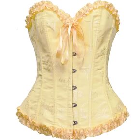 bslingerie Women Vintage Retro Lace Up Bustier Waist Cincher Overbust Corset Top