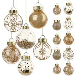 Clear Christmas Tree Ornaments Set, 30ct Red Green White Christmas Ornaments for Christmas Decorations Shatterproof Decorative Hanging Plastic Xmas Ball for Home Decor Wedding Party- Multi-Size