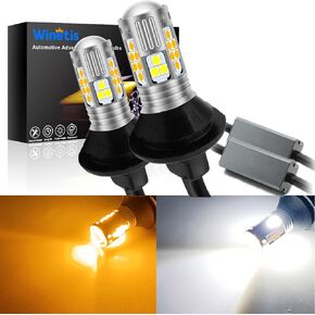 1157 Error Free Canbus Ready Dual Color Switchback P21/5W 2057 2357 7528 BAY15D White/Amber LED with Projector Lens for Turn Signal Light Bulbs DRL Parking Lamp No Hyper Flash All in One