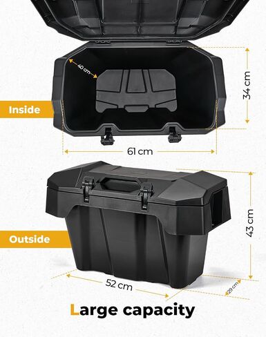 KEMIMOTO 2024/2025+ XP 1000 صندوق شحن خلفي 55QT متوافق مع 2024/2025+ Polaris RZR XP 1000/4 1000 صندوق تخزين UTV صندوق سرير خلفي من البولي بروبيلين مزلاجين قابلين للقفل استبدال OEM 2884525 in Saudi Arabia