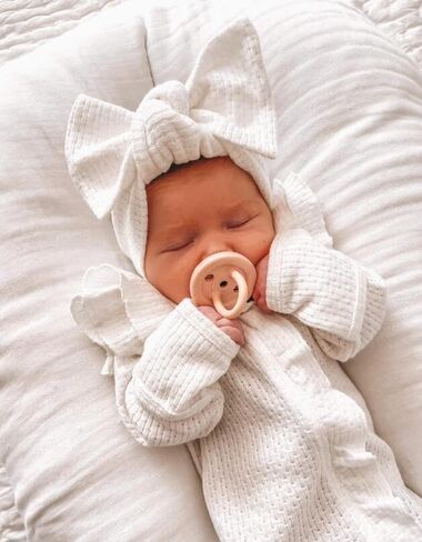 Baby Girl Newborn Clothes Fall Winter Hospital Coming Home Outfit Bow Long Sleeve Romper Zipper Onesie Jumpsuit in Kuwait