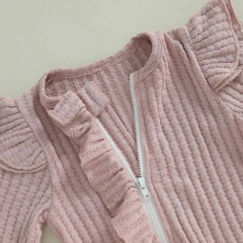 Baby Girl Newborn Clothes Fall Winter Hospital Coming Home Outfit Bow Long Sleeve Romper Zipper Onesie Jumpsuit in Kuwait