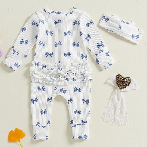 Baby Girl Newborn Clothes Fall Winter Hospital Coming Home Outfit Bow Long Sleeve Romper Zipper Onesie Jumpsuit in Saudi Arabia