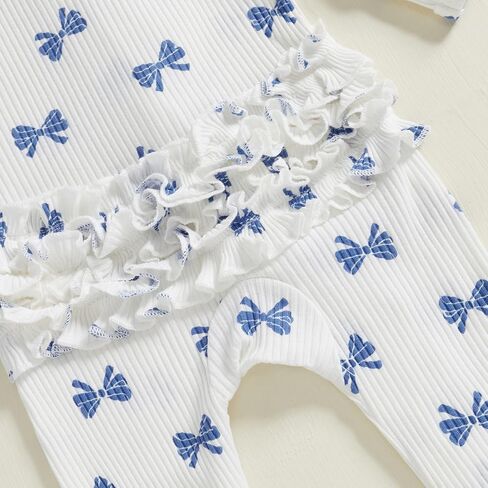 Baby Girl Newborn Clothes Fall Winter Hospital Coming Home Outfit Bow Long Sleeve Romper Zipper Onesie Jumpsuit in Saudi Arabia