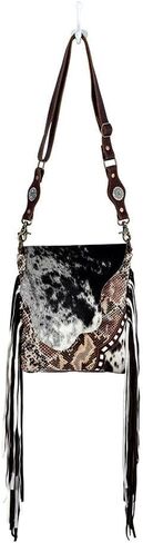 Myra Bag Brown Dapples Conceal Carry Fringe Crossbody Bag S-3963 in Saudi Arabia