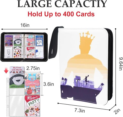 حافظة بطاقات كرة السلة تحتوي على 400 جيب لهواة جمع بطاقات تجارة كرة السلة، كتاب تخزين بطاقات محمول مقاوم للماء مع أكمام شفافة قابلة للإزالة، متوافق مع بطاقات كرة السلة والبطاقات الرياضية in Kuwait