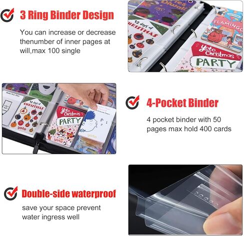 حافظة بطاقات كرة السلة تحتوي على 400 جيب لهواة جمع بطاقات تجارة كرة السلة، كتاب تخزين بطاقات محمول مقاوم للماء مع أكمام شفافة قابلة للإزالة، متوافق مع بطاقات كرة السلة والبطاقات الرياضية in Kuwait