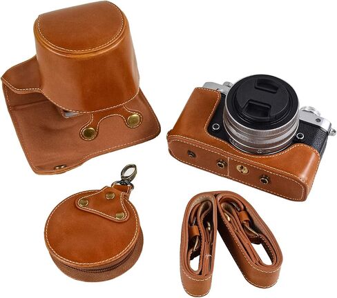 MUZIRI KINOKOO ZFC Case PU Leather Protective Camera Case Cover- Compatible for NIKON Z fc/Zfc and 16-50mm f/3.5-6.3 or 28mm f/2.9 SE Lens - Coffee in Kuwait