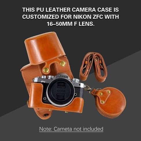 MUZIRI KINOKOO ZFC Case PU Leather Protective Camera Case Cover- Compatible for NIKON Z fc/Zfc and 16-50mm f/3.5-6.3 or 28mm f/2.9 SE Lens - Coffee in Kuwait