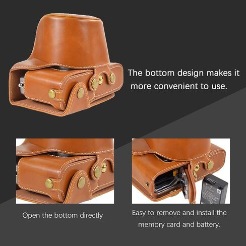 MUZIRI KINOKOO ZFC Case PU Leather Protective Camera Case Cover- Compatible for NIKON Z fc/Zfc and 16-50mm f/3.5-6.3 or 28mm f/2.9 SE Lens - Coffee in Kuwait