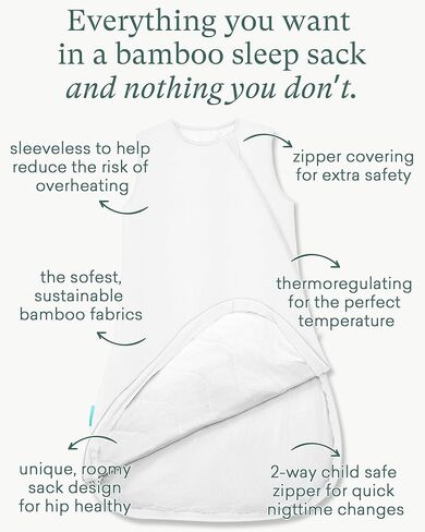 Supersoft Sleep Sack 1.0 TOG, Premium Bamboo Viscose Toddler Sleeping Bag, 2-Way Safe Zipper Sleepsacks 2-4T (Lilac) in Saudi Arabia