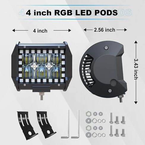 ASLONG 2x 4 بوصة LED ستروب القرون أضواء العمل DRL البيضاء، مطلق النار الجانبي LED أضواء العمل المزدوج الجانب الأصفر DRL المتوهج ستروب LED مكعبات الطرق الوعرة ضوء القيادة مع تبديل الأسلاك للشاحنات قارب عربة الغولف سيارات الدفع الرباعي in Kuwait