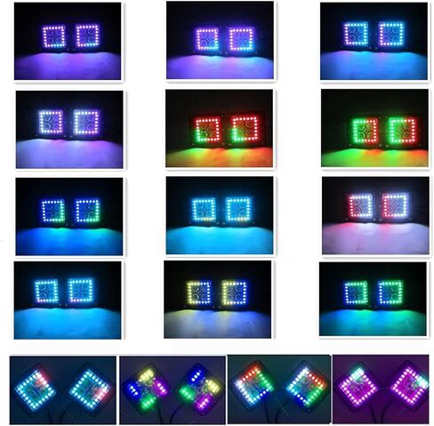 ASLONG 2x 4 بوصة LED ستروب القرون أضواء العمل DRL البيضاء، مطلق النار الجانبي LED أضواء العمل المزدوج الجانب الأصفر DRL المتوهج ستروب LED مكعبات الطرق الوعرة ضوء القيادة مع تبديل الأسلاك للشاحنات قارب عربة الغولف سيارات الدفع الرباعي in Kuwait