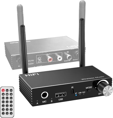 Bluetooth 5.3 Receiver, TV Bluetooth Transmitter, Wireless Audio Adapter for Home Stereo/Headset/Speaker/Home Theater/Mobile Phone/TV/PC/car, Microphone Support, coaxial USB RCA AUX 3.5 mm in Saudi Arabia