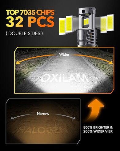 مجموعة مصابيح LED OXILAM H11 9005، 56000LM 700% أكثر سطوعًا 6500K أبيض بارد، 9005/HB3 شعاع عالٍ H11/H9/H8 بديل شعاع منخفض، حزمة من 4 قطع، قطعتان من مصابيح LED H11 وقطعتان من مصابيح LED 9005 in Saudi Arabia