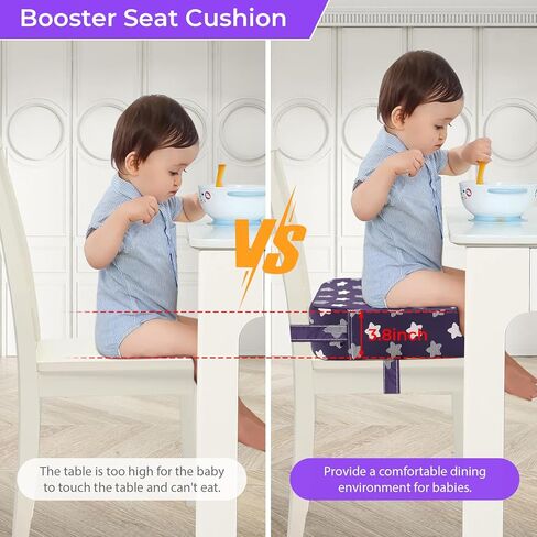 Toddler Booster Seat for Dining Table, Adjustable Seat Belts Booster Seat for Kitchen Chair, Strong Support Booster Seat Cushion, PU Easy Cleaning Detachable Portable Travel Booster (Black Dinosaur) in Kuwait