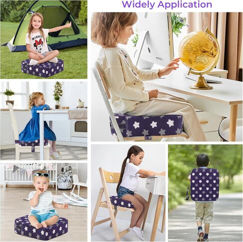 Toddler Booster Seat for Dining Table, Adjustable Seat Belts Booster Seat for Kitchen Chair, Strong Support Booster Seat Cushion, PU Easy Cleaning Detachable Portable Travel Booster (Black Dinosaur) in Kuwait