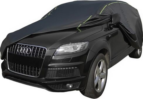 J&J Heavy Duty car Cover,300D&Soft Lining,Driver&Trunk Zipper,Withstand Wind,Car Cover Waterproof All Weather,Protect Vehicle Painting,Car Covers for Automobiles (SUV/Jeep, Sliver-D7) in Saudi Arabia