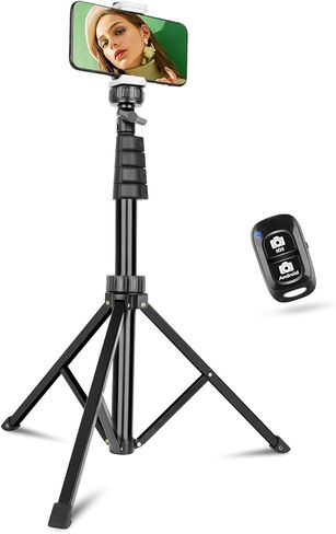 Aureday Phone Tripod, 92" Cell Phone Tripod Stand with 15" Gooseneck, Remote and Phone Holder, Overhead Tripod ＆ Selfie Stick for Recording/Watching/Vlog, Compatible with iPhone Android in Saudi Arabia