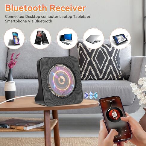 Fohil CD Player for Home, Desktop CD Player with Bluetooth 5.0 Built-in Double HiFi Speakers, LED Screen CD Music Players Support AUX&USB Headphone Jack FM Radio, Gift for Boyfriend Husband in Saudi Arabia
