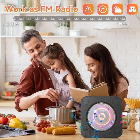 Fohil CD Player for Home, Desktop CD Player with Bluetooth 5.0 Built-in Double HiFi Speakers, LED Screen CD Music Players Support AUX&USB Headphone Jack FM Radio, Gift for Boyfriend Husband in Saudi Arabia