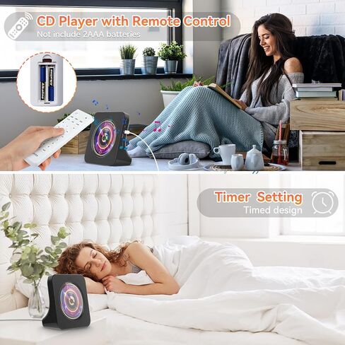 Fohil CD Player for Home, Desktop CD Player with Bluetooth 5.0 Built-in Double HiFi Speakers, LED Screen CD Music Players Support AUX&USB Headphone Jack FM Radio, Gift for Boyfriend Husband in Saudi Arabia