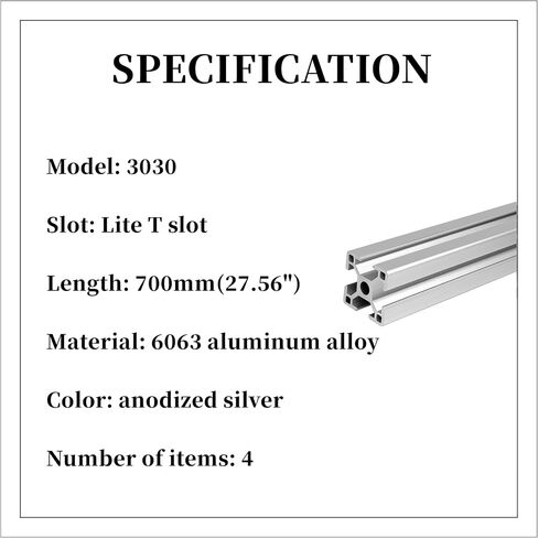 1pc 3060 T Slot Aluminum Extrusion Profile 700mm 27.55inch European Standard Anodized Extruded Linear Rail Guide Frame for DIY Workbenche Furniture Fitness Equipment Machinery Shelf Black BELLA BAYS in Kuwait