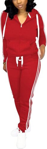 Nimsruc Two Piece Outfits For Women Jogging Suits Casual Tracksuit Hoodie Long Sleeve Sweatsuit Pants Sets Black Pink Stripe Gradient L in Saudi Arabia