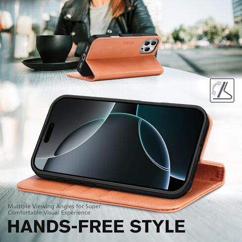 TUCCH Case for iPhone 16 Pro Wallet Case, Kickstand PU Leather Flip Folio Cover with [RFID Blocking] 3 Card Slot, Shockproof TPU Interior Case Compatible with iPhone 16 Pro 5G 2024, Light Blue in Kuwait