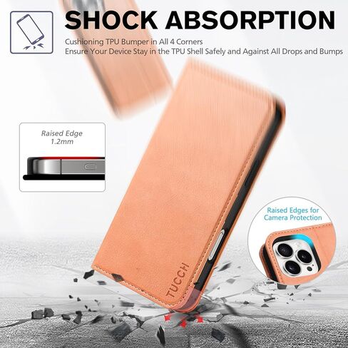 TUCCH Case for iPhone 16 Pro Wallet Case, Kickstand PU Leather Flip Folio Cover with [RFID Blocking] 3 Card Slot, Shockproof TPU Interior Case Compatible with iPhone 16 Pro 5G 2024, Light Blue in Kuwait