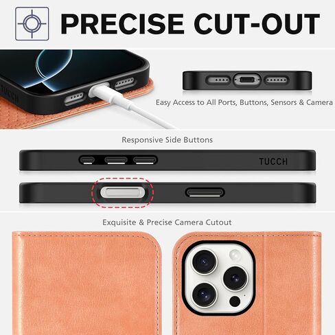 TUCCH Case for iPhone 16 Pro Wallet Case, Kickstand PU Leather Flip Folio Cover with [RFID Blocking] 3 Card Slot, Shockproof TPU Interior Case Compatible with iPhone 16 Pro 5G 2024, Light Blue in Kuwait