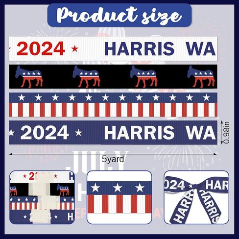 4 Rolls President Trump 2024 Ribbons Donald Trump Election Day 2024 Ribbon Trump For President 2024 Ribbon for Presidential Election Debate Party Decorations Gift Wrapping Supplies 3/8" x 20yd in Saudi Arabia