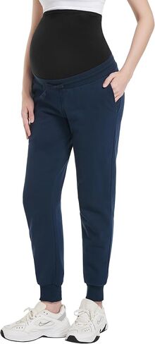 Foucome Maternity Fleece Lined Pants Winter Thermal Pregnancy Joggers Comfy Casual Sweatpants in Kuwait