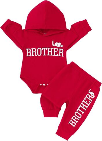 Baby Boy Clothes Newborn Boy Outfits Infant Letter Print Long Sleeve Romper Hoodies Pants Fall Winter Outfits in Kuwait