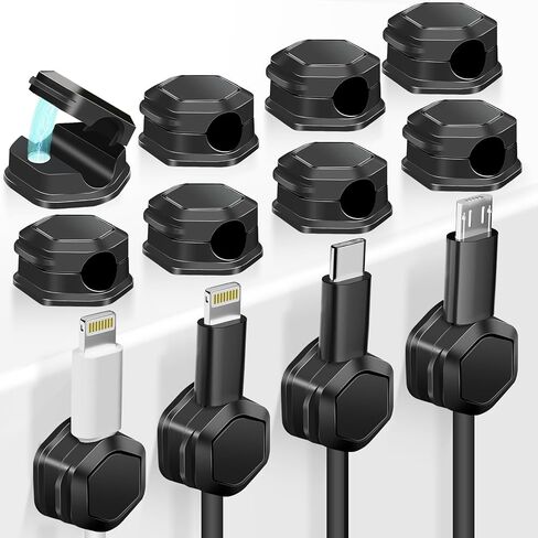 6 Pack Magnetic Cable Clips - Cord Holder - Cord Organizer for Desk - Magnetic Cord Organizer, Adhesive Wire Holder Keeper Organizer for Desk, Nightstand, Phone Charger, Computer, Home, Office, Car in Saudi Arabia
