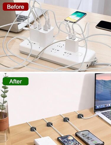 6 Pack Magnetic Cable Clips - Cord Holder - Cord Organizer for Desk - Magnetic Cord Organizer, Adhesive Wire Holder Keeper Organizer for Desk, Nightstand, Phone Charger, Computer, Home, Office, Car in Saudi Arabia