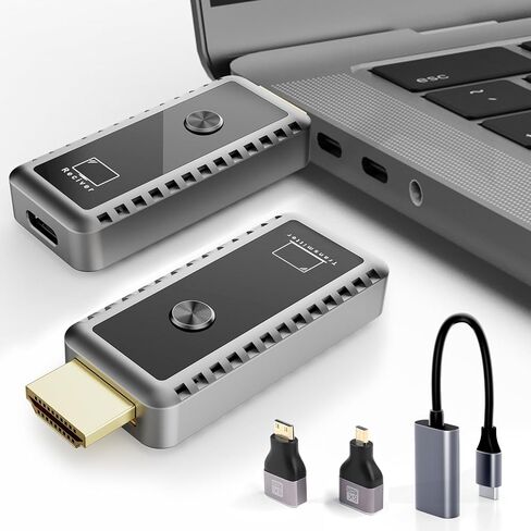 Wireless HDMI Transmitter and Receiver, Plug & Play Portable Wireless HDMI, 4K Wireless HDMI Support 2.4/5.8Ghz 100Ft, for Laptop/Pc/Tv Box/Camera/Projector, No App/Bluetooth Needed in Saudi Arabia