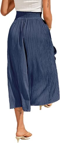 تنورة أفانوفا النسائية ذات الخصر العالي والمطويات الطويلة ذات فتحة متوسطة مرنة in Kuwait