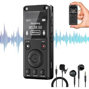 128GB Digital Voice Activated Recorder with Playback - AI Noise Cancelation Audio Recorder, 9120H Audio Storge, 4608 Kbps HD Tape Recorder Device for Lecture, Dual Stereo MIC Recording Device